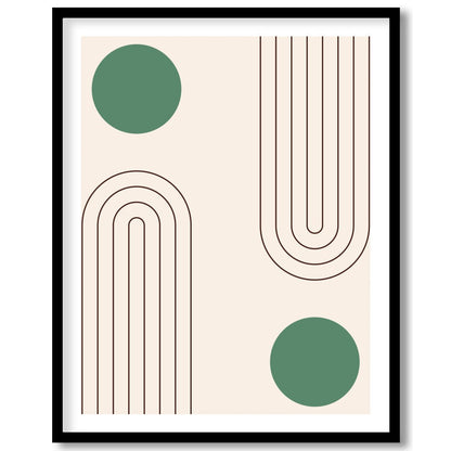 This captivating artwork features a balance of simple geometric forms on a soothing beige backdrop, for abode