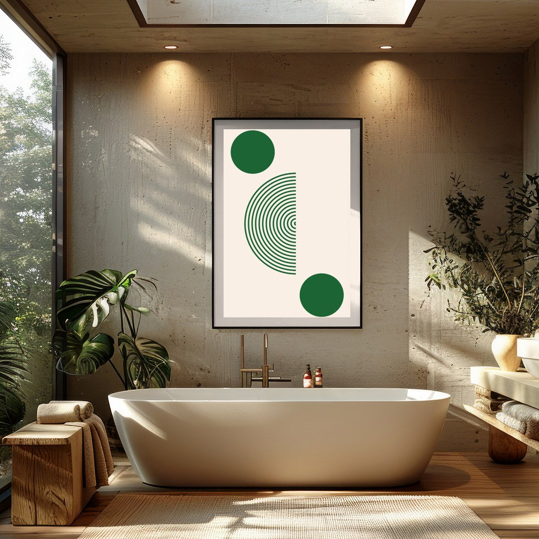 This captivating piece of wall art masterfully blends geometric design with a serene color palette. for Bathroom