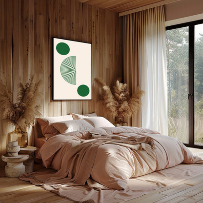 This captivating piece of wall art masterfully blends geometric design with a serene color palette. for Bedroom
