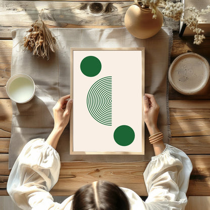 This captivating piece of wall art masterfully blends geometric design with a serene color palette. for Kitchen