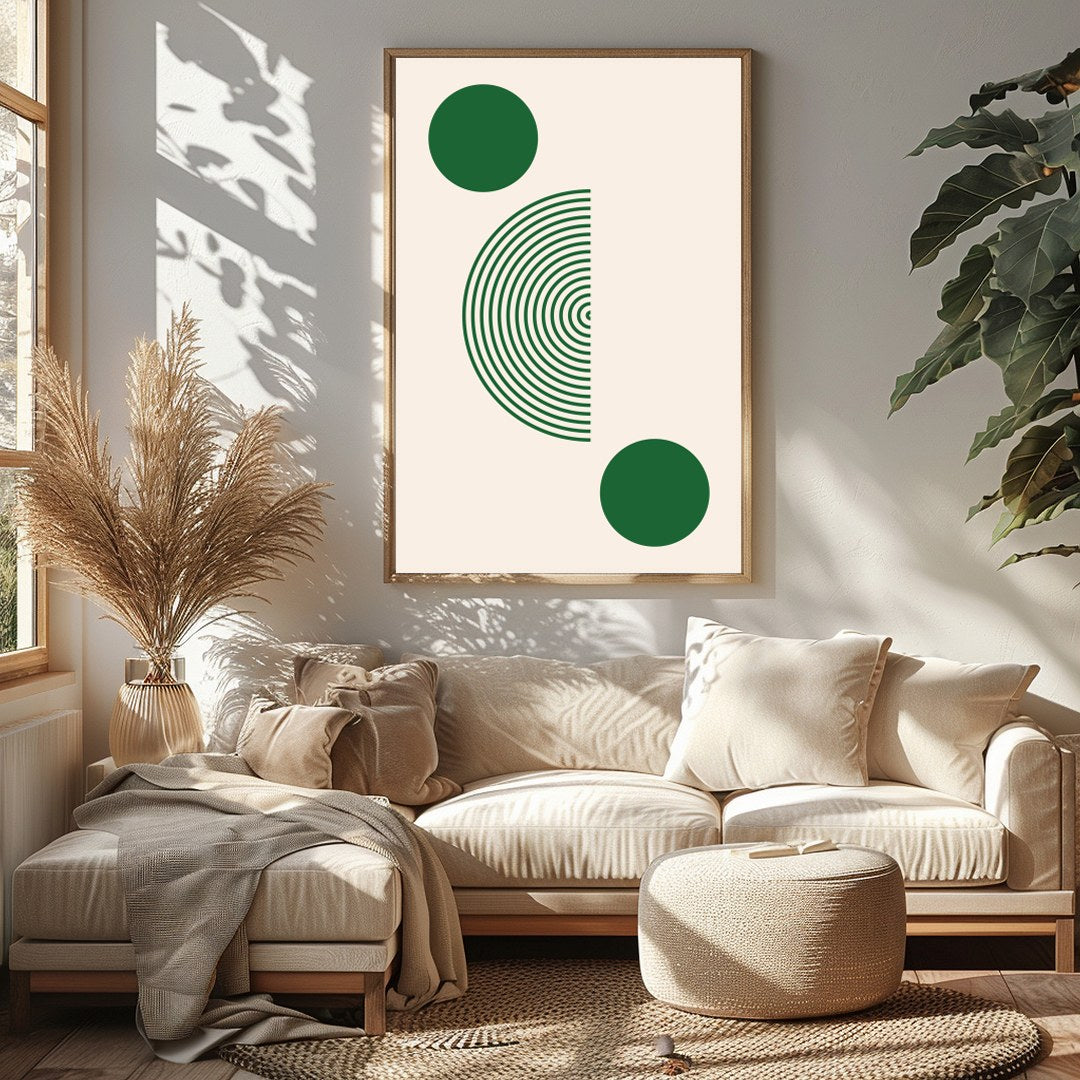 This captivating piece of wall art masterfully blends geometric design with a serene color palette. for Sitting Area