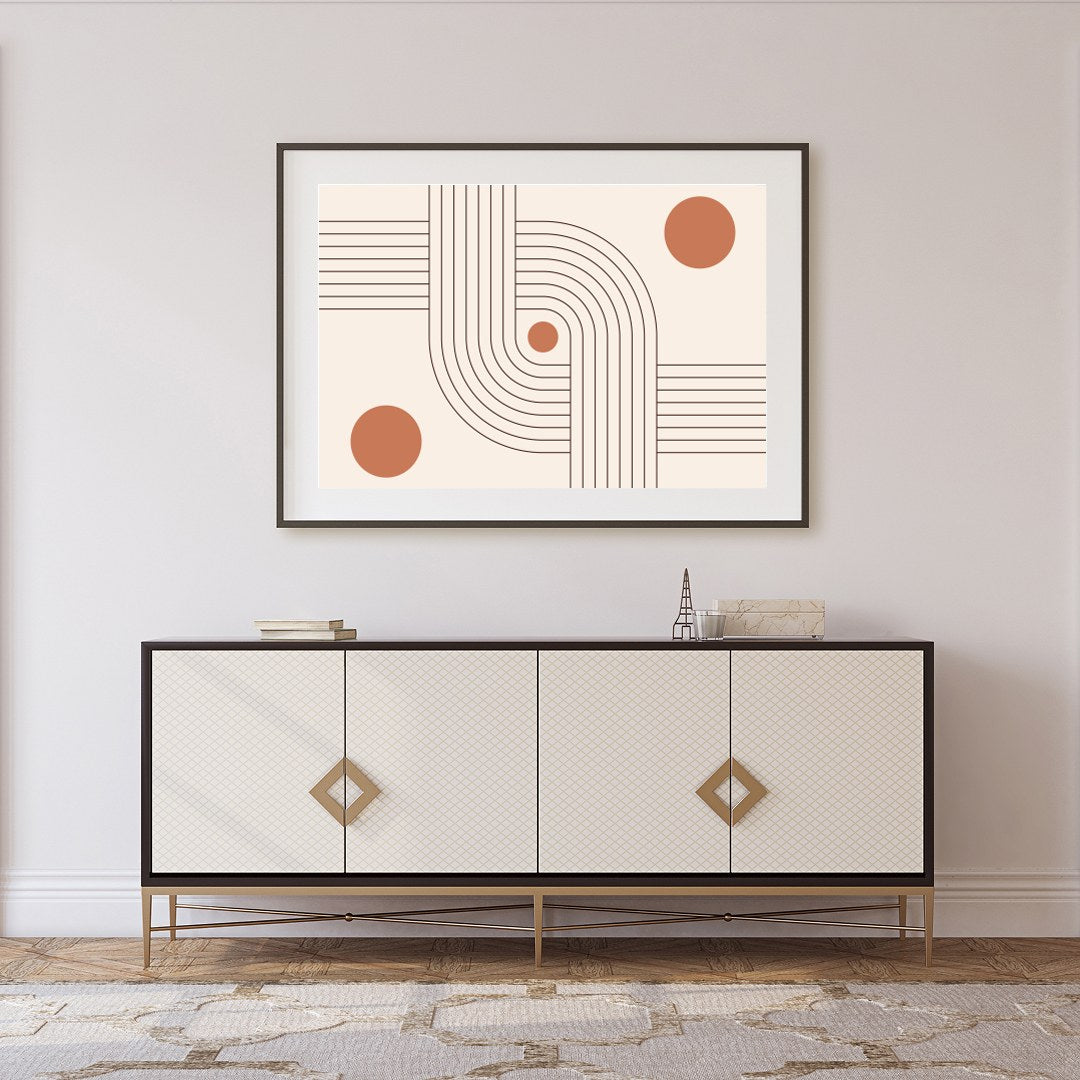 This captivating piece of wall art blends linear elegance with geometric aesthetics, invoking a for Foyer