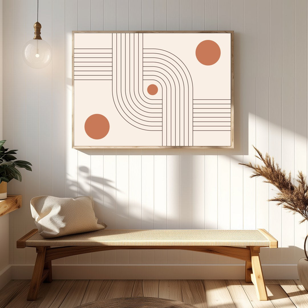 This captivating piece of wall art blends linear elegance with geometric aesthetics, invoking a for Hallway