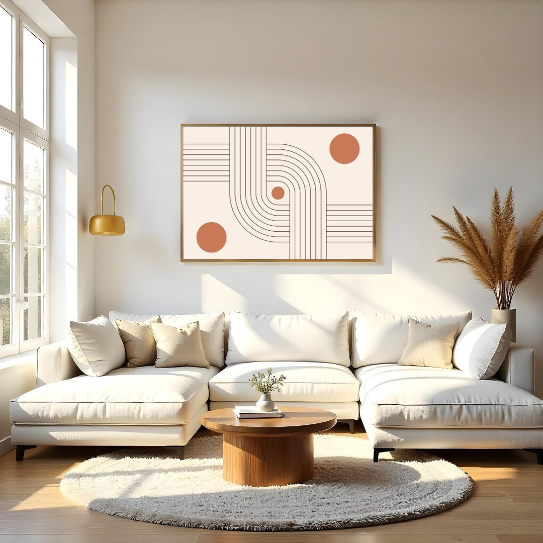 This captivating piece of wall art blends linear elegance with geometric aesthetics, invoking a for Living Room