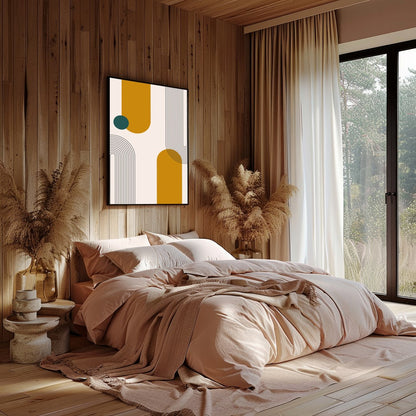 Introduce a touch of mid-century modern elegance with this captivating geometric wall art. for Bedroom
