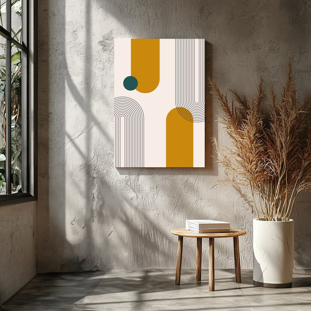 Introduce a touch of mid-century modern elegance with this captivating geometric wall art. for Entrance