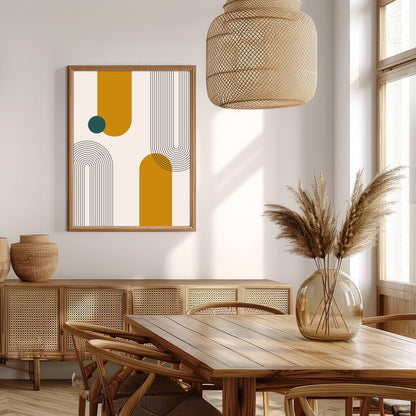 Introduce a touch of mid-century modern elegance with this captivating geometric wall art. for Extra Kitchen