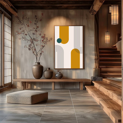 Introduce a touch of mid-century modern elegance with this captivating geometric wall art. for Hall