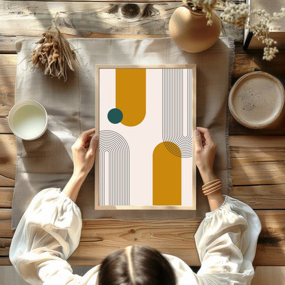 Introduce a touch of mid-century modern elegance with this captivating geometric wall art. for Kitchen