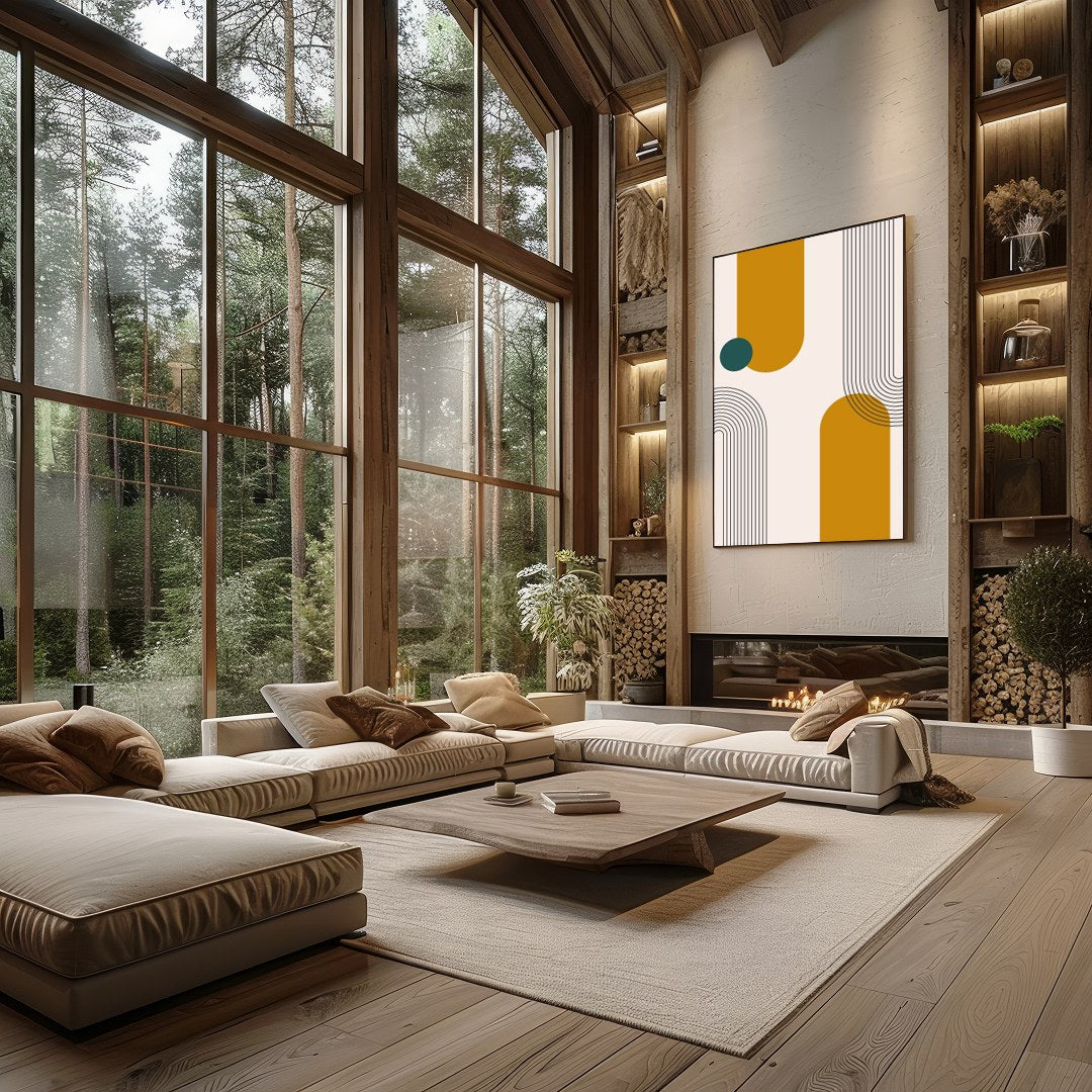 Introduce a touch of mid-century modern elegance with this captivating geometric wall art. for Living Room