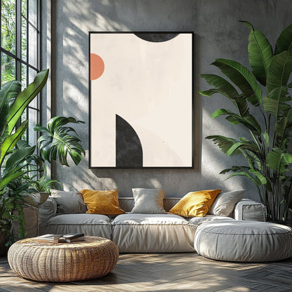 Elevate your space with this minimalist abstract wall art, where circles and arcs intersect in a for Balcony