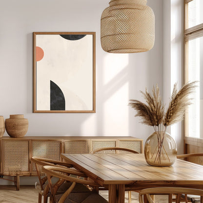 Elevate your space with this minimalist abstract wall art, where circles and arcs intersect in a for Extra Kitchen