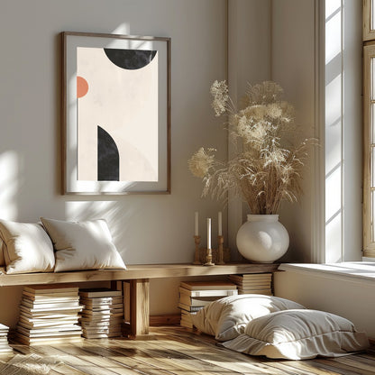 Elevate your space with this minimalist abstract wall art, where circles and arcs intersect in a for lovely-house