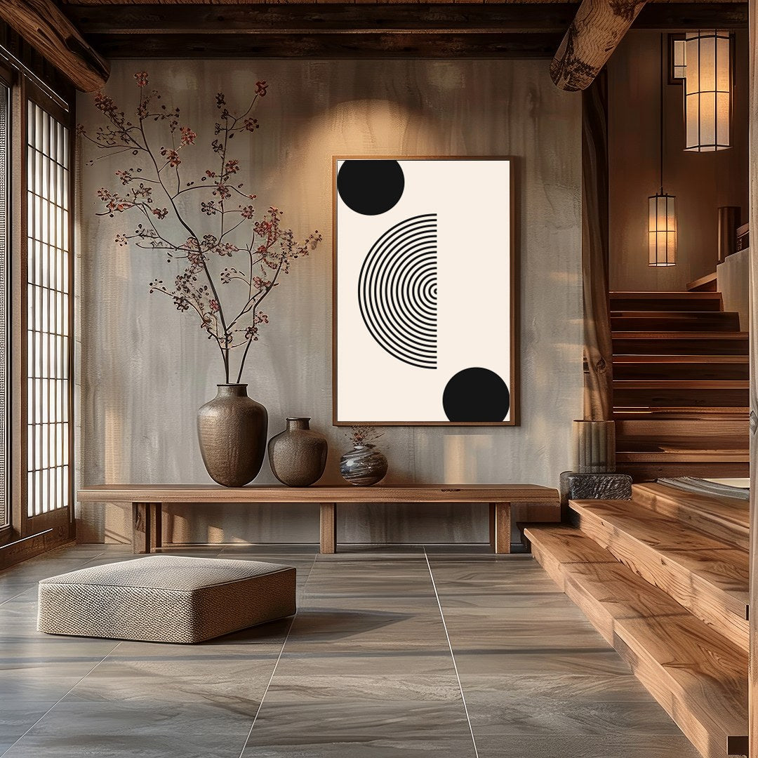 Elevate your space with this striking piece of abstract art that explores balance and symmetry for Hall
