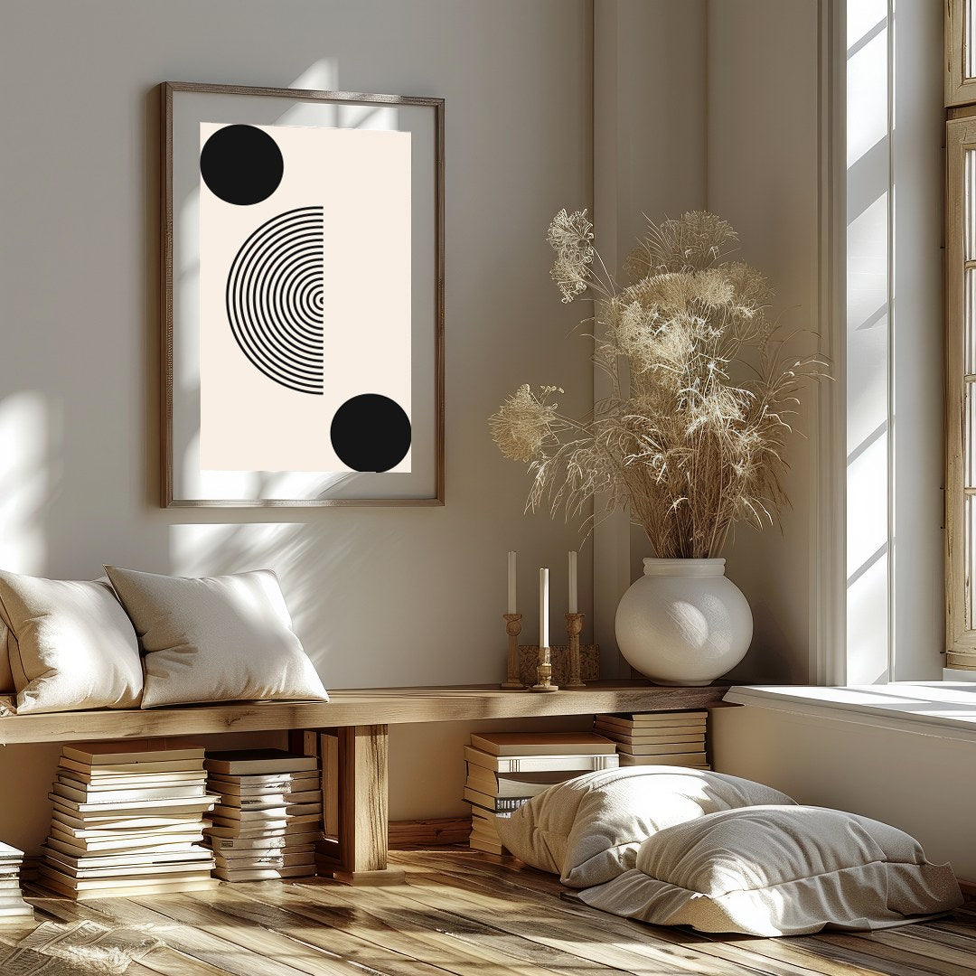 Elevate your space with this striking piece of abstract art that explores balance and symmetry for place