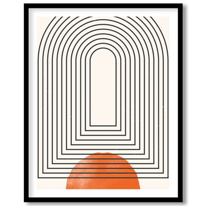 This captivating piece blends geometric precision with bold colors, featuring an arching maze of for home
