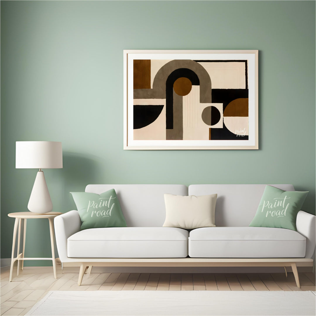 """Geometric Harmony Rug"" presents a striking abstract design featuring bold geometric shapes in a… for living room