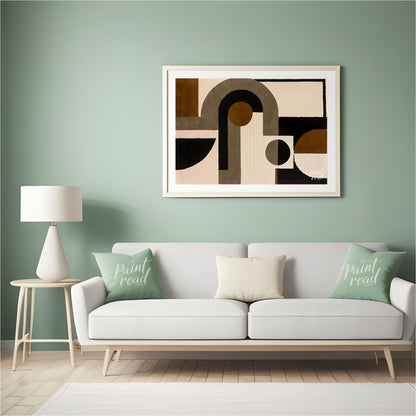 """Geometric Harmony Rug"" presents a striking abstract design featuring bold geometric shapes in a… for living room