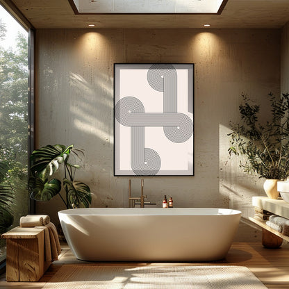 This striking piece of wall art combines intricate geometric lines with elegant symmetry, creating for Bathroom