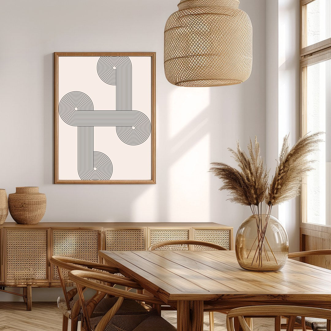 This striking piece of wall art combines intricate geometric lines with elegant symmetry, creating for Extra Kitchen