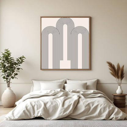 Embrace the tranquility of geometric minimalism with this striking artwork. Featuring soothing arcs for Bedroom