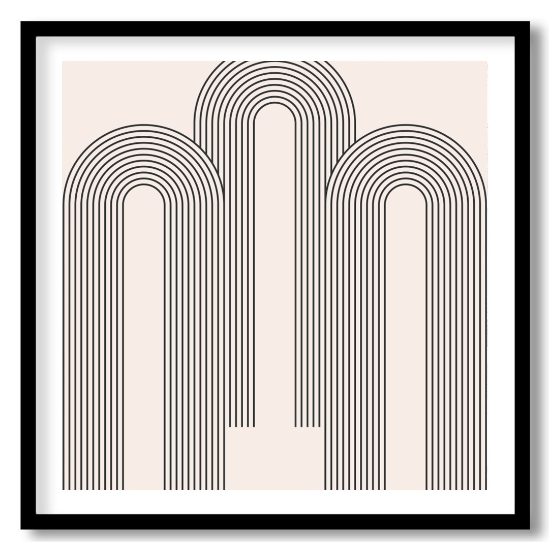 Embrace the tranquility of geometric minimalism with this striking artwork. Featuring soothing arcs for office