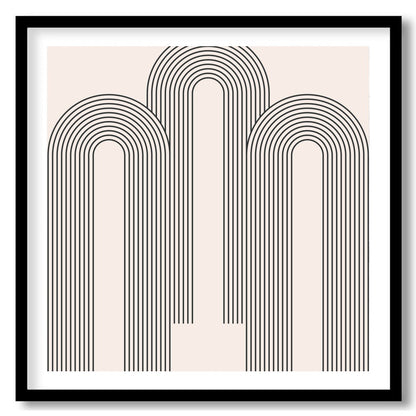 Embrace the tranquility of geometric minimalism with this striking artwork. Featuring soothing arcs for office