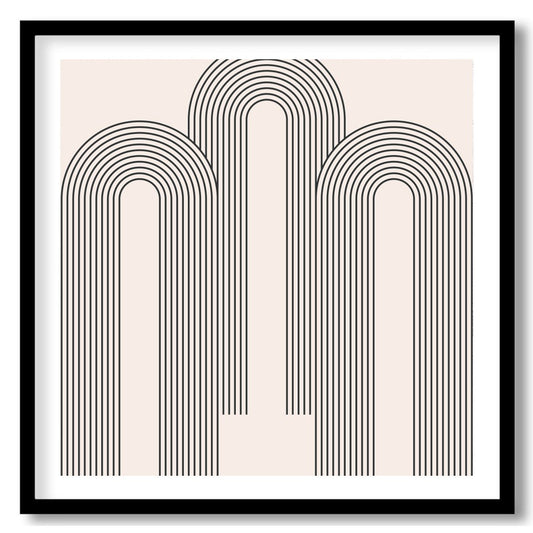Embrace the tranquility of geometric minimalism with this striking artwork. Featuring soothing arcs for office