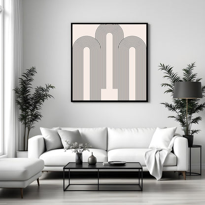 Embrace the tranquility of geometric minimalism with this striking artwork. Featuring soothing arcs for Sitting Area