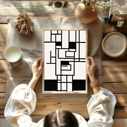 Elevate your space with this striking geometric abstract wall art. Featuring a captivating black for decor