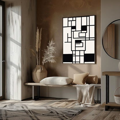 Elevate your space with this striking geometric abstract wall art. Featuring a captivating black for studio