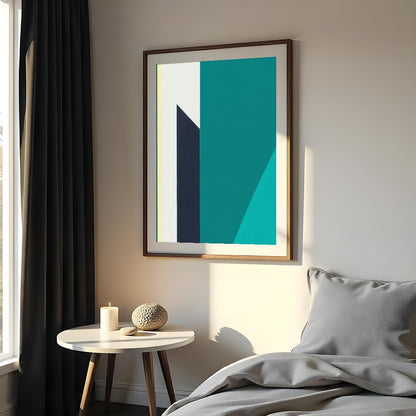 Immerse yourself in the tranquility of 'Geometric Peaks,' where bold shapes converge in a pristine for Bedroom