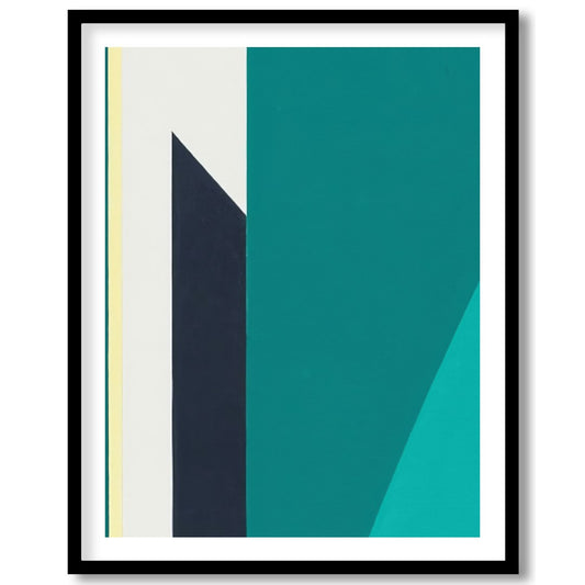Immerse yourself in the tranquility of 'Geometric Peaks,' where bold shapes converge in a pristine for place