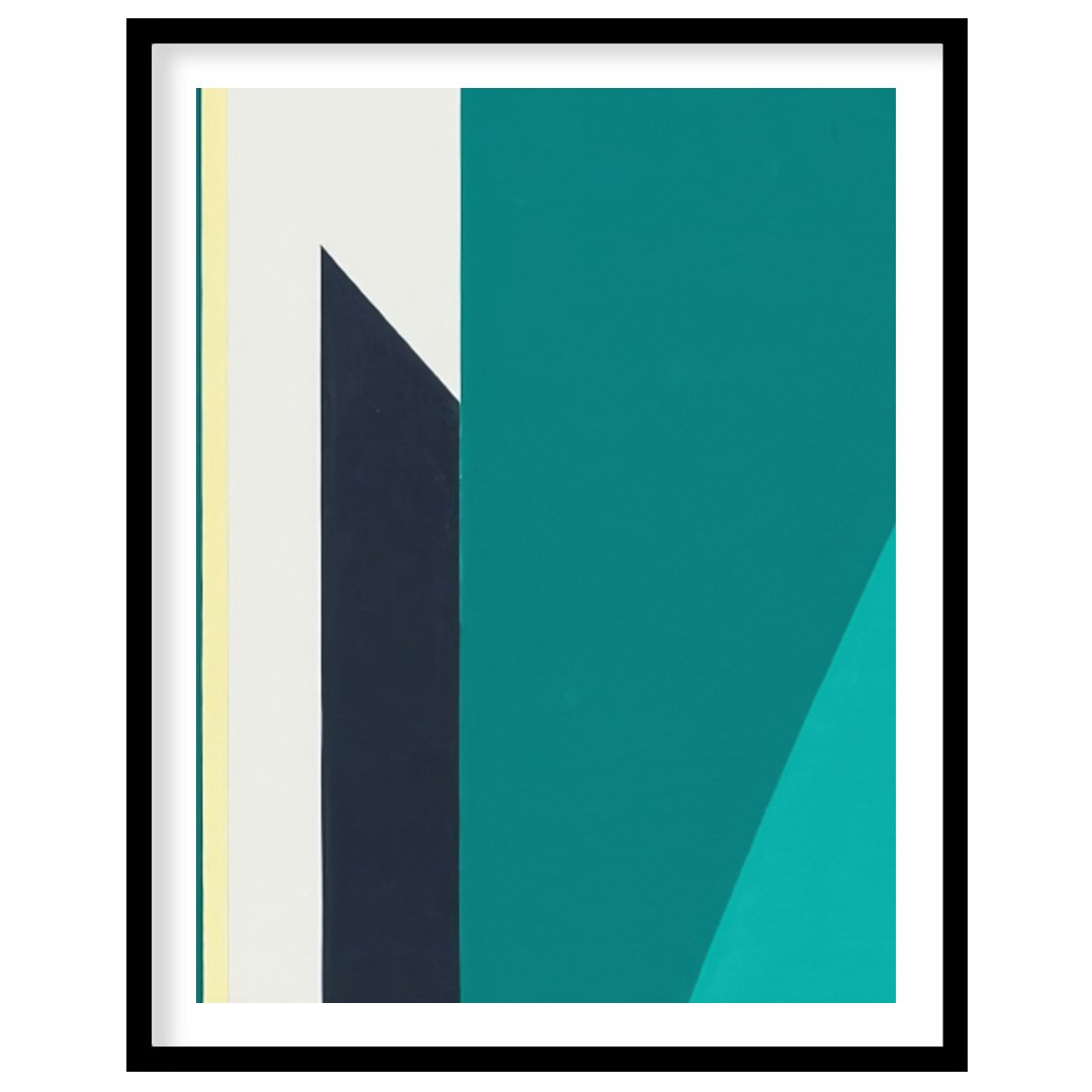 Immerse yourself in the tranquility of 'Geometric Peaks,' where bold shapes converge in a pristine for place