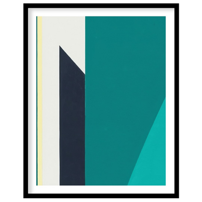 Immerse yourself in the tranquility of 'Geometric Peaks,' where bold shapes converge in a pristine for place