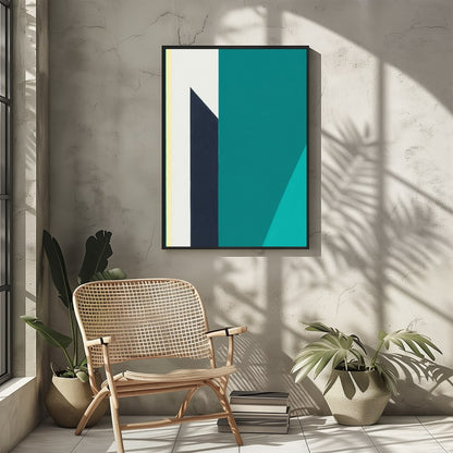 Immerse yourself in the tranquility of 'Geometric Peaks,' where bold shapes converge in a pristine for Sitting Area