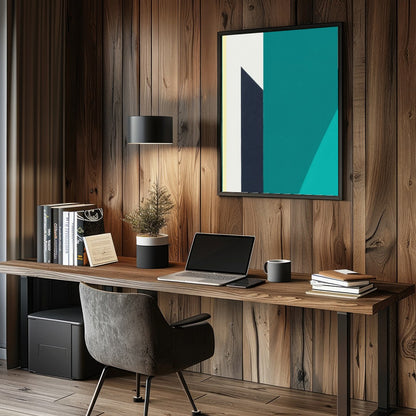 Immerse yourself in the tranquility of 'Geometric Peaks,' where bold shapes converge in a pristine for Study and Office