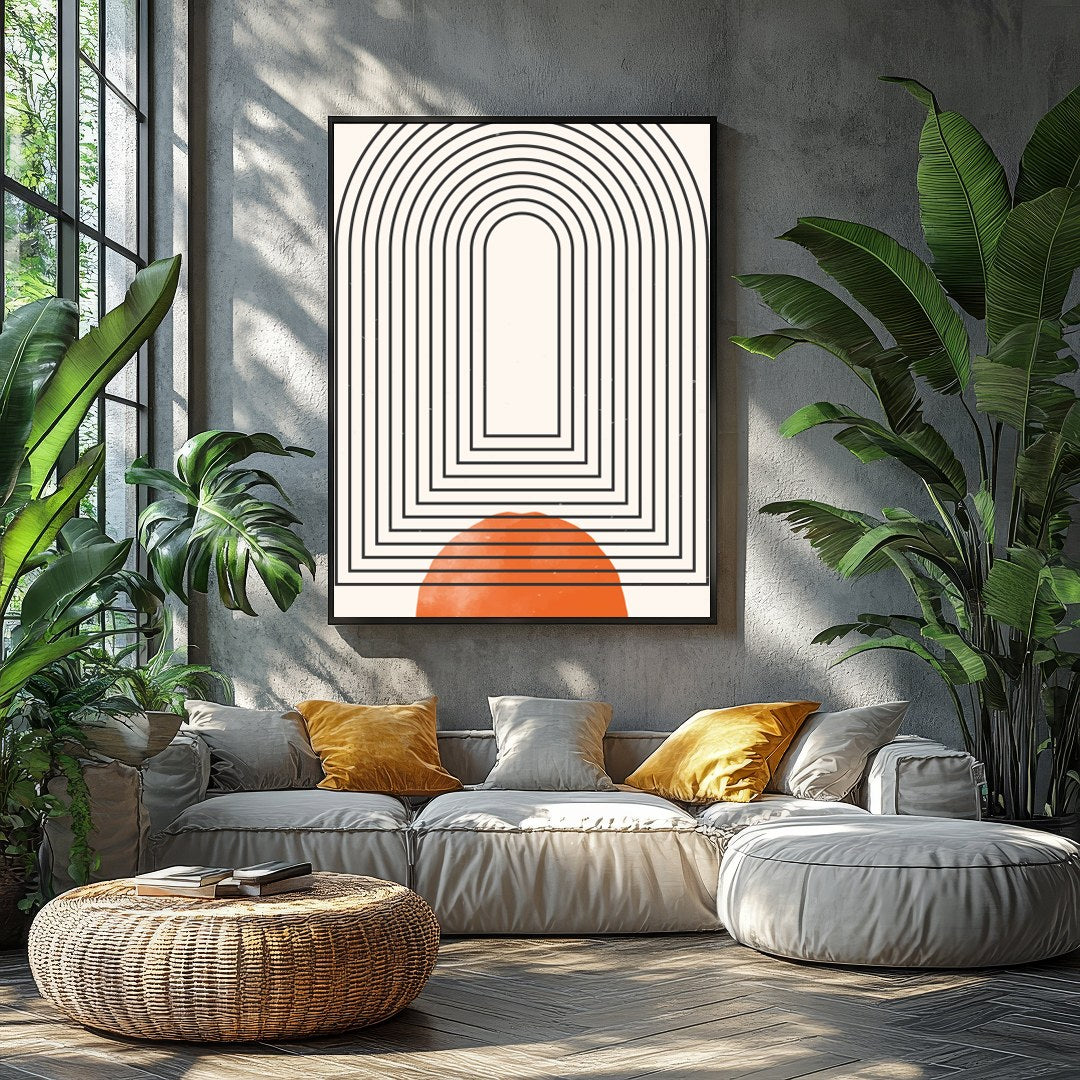 This captivating piece of modern wall art features a series of concentric arcs, drawing the eye for Balcony