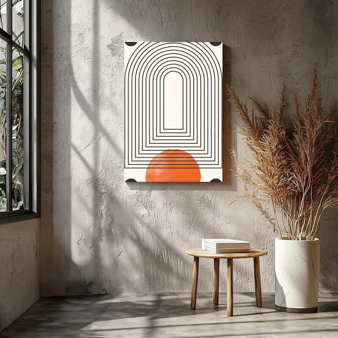 This captivating piece of modern wall art features a series of concentric arcs, drawing the eye for Entrance