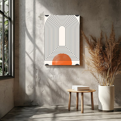 This captivating piece of modern wall art features a series of concentric arcs, drawing the eye for Entrance