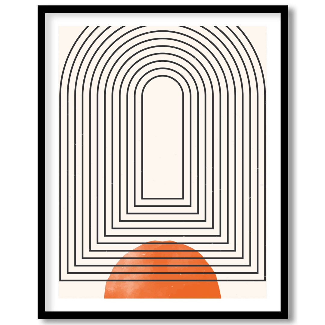 This captivating piece of modern wall art features a series of concentric arcs, drawing the eye for haven