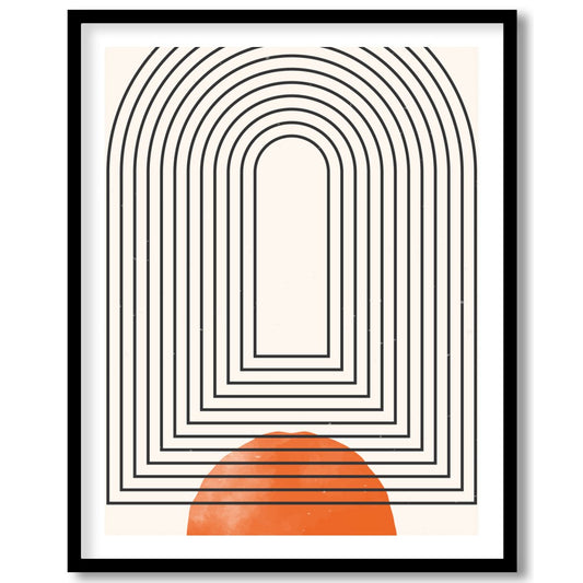 This captivating piece of modern wall art features a series of concentric arcs, drawing the eye for haven