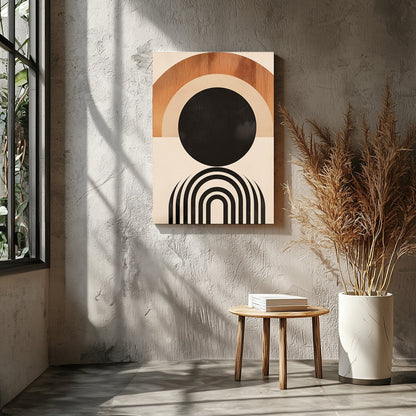 This captivating geometric artwork evokes the beauty of a sunrise with its minimalist design and for Entrance