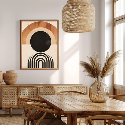 This captivating geometric artwork evokes the beauty of a sunrise with its minimalist design and for Extra Kitchen
