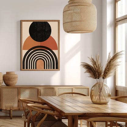 This captivating piece features bold geometric shapes that evoke the calming essence of a sunset. for Extra Kitchen