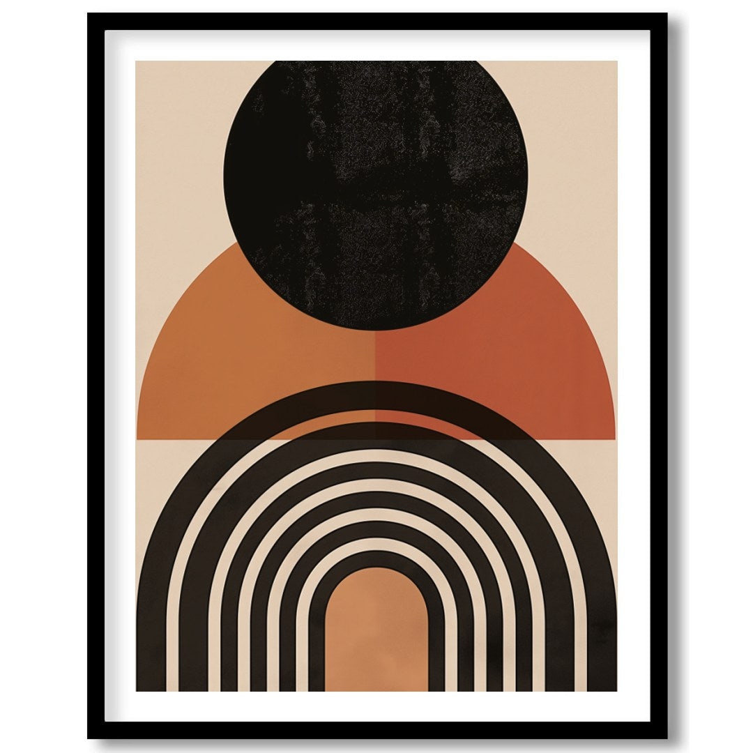 This captivating piece features bold geometric shapes that evoke the calming essence of a sunset. for hallway