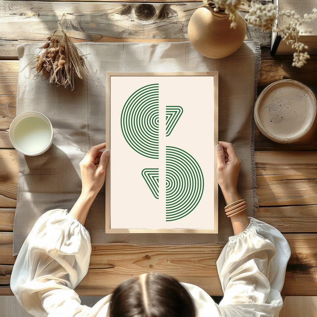 This captivating artwork showcases a harmonious balance of geometric patterns and natural tones. for Kitchen