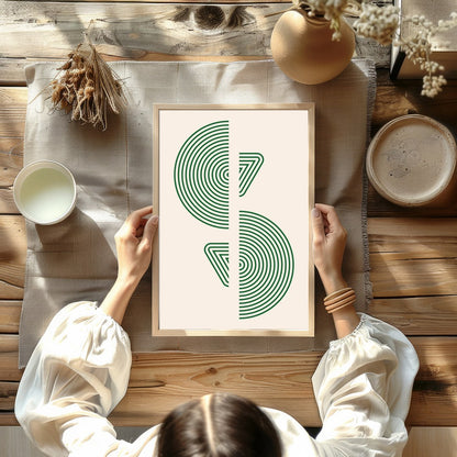 This captivating artwork showcases a harmonious balance of geometric patterns and natural tones. for Kitchen