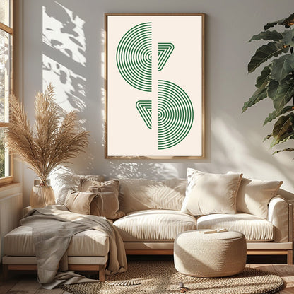 This captivating artwork showcases a harmonious balance of geometric patterns and natural tones. for Sitting Area