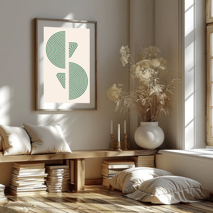 This captivating artwork showcases a harmonious balance of geometric patterns and natural tones. for space